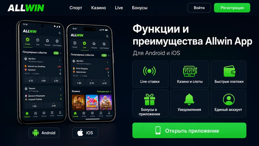 Функції та переваги Allwin App для Android та iOS: live-ставки, слоти, швидкі платежі