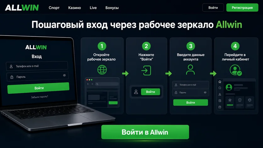 Покроковий вхід через робоче дзеркало Allwin: чотири кроки до особистого кабінету